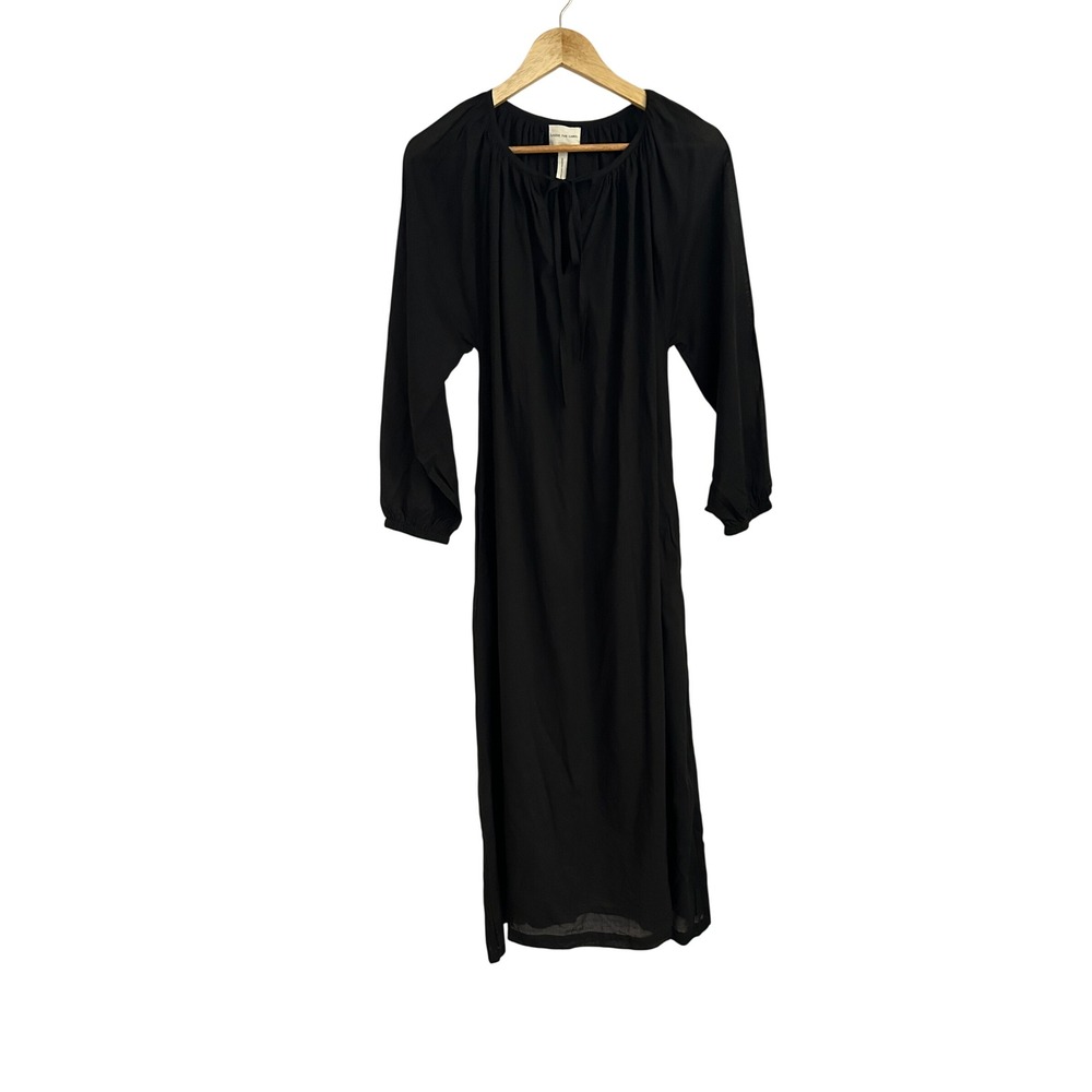 Laude the Label Black Organic Cotton Tie Neck Midi Dress XS/S